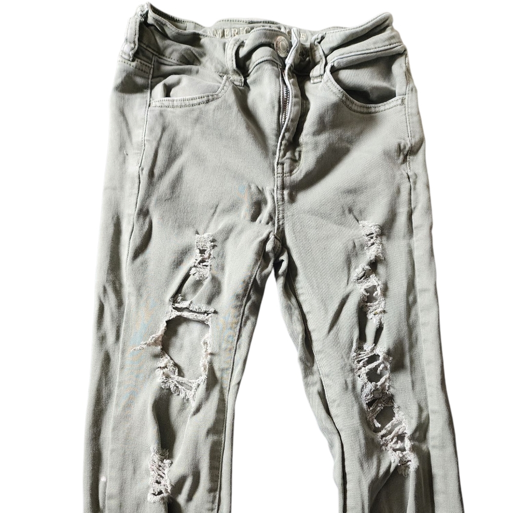 American Eagle Outfitters Gray Distressed Skinny Jeans